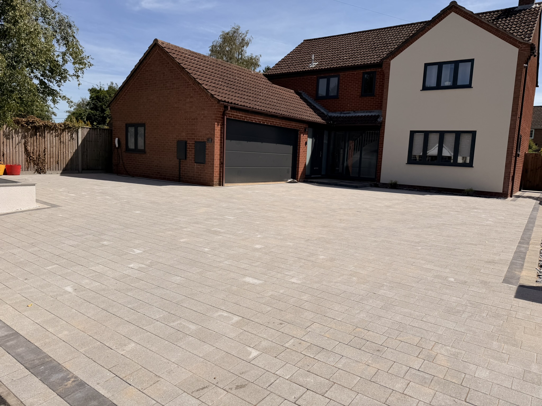 Block paving driveway, wide view