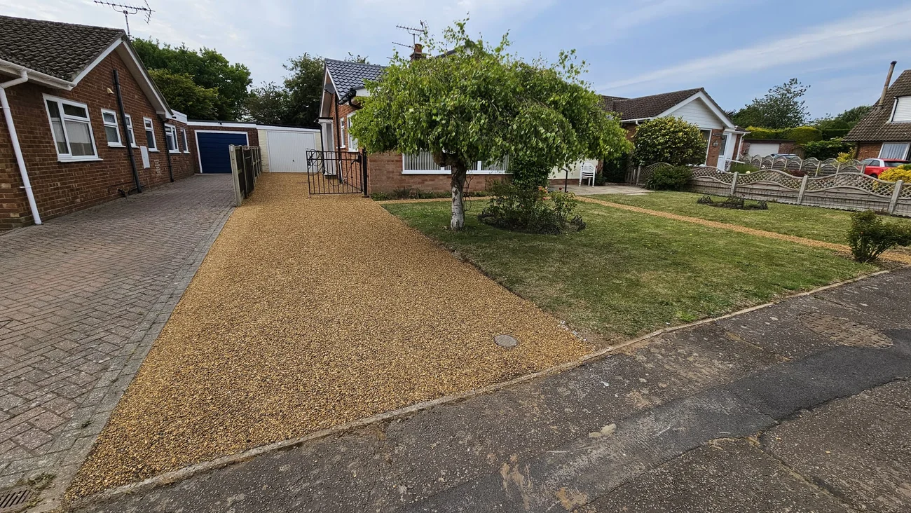 Tar and chip driveway and front path