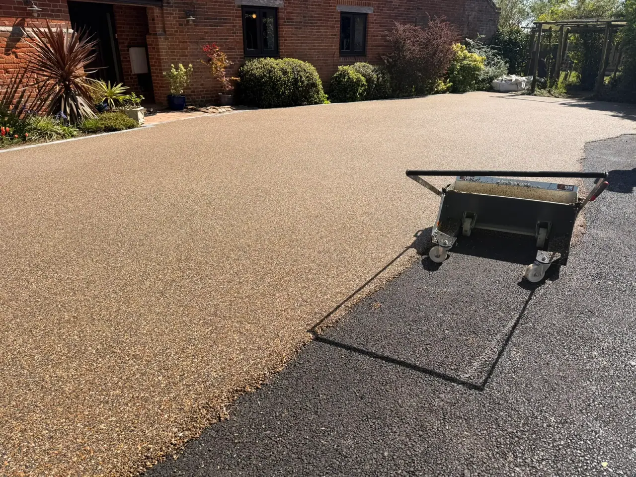 Resin bound driveway being laid in Reedham