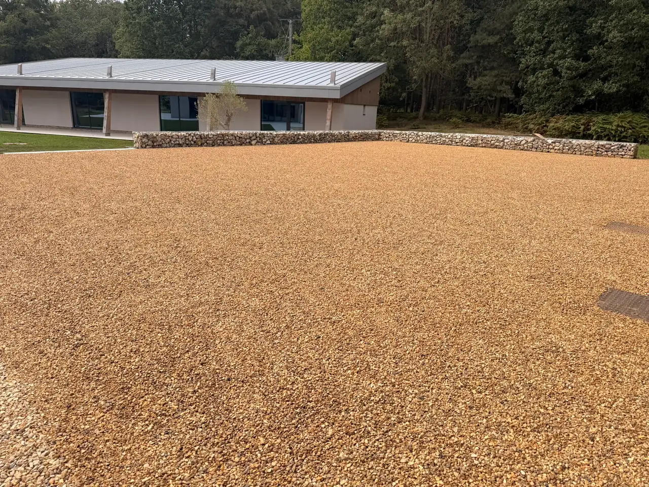 Tar and chip driveway laid at a modern house in North Walsham